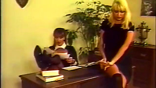 Big boobs blonde lesbian pussy licking dildo playing in 69 position...office sex