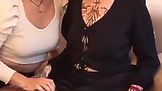 Lesbian Coworkers in Pantyhose Fuck with a Strap-on