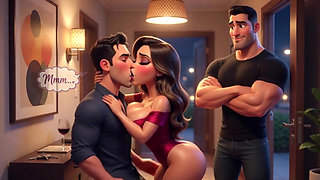 Wife's Wild Night of Passion with Two Men Ends in Her Shocking Confession of Addiction - Ai Generated