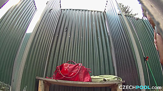 Czech Pool 40: Curvy Redhead MILF Shows off in the Shower