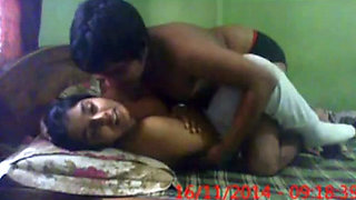 Lovely missionary style teen sex of an Indian college couple