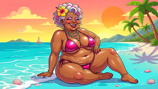 Busty Granny Huge Boobs Beach Tease - New Ai Style