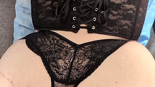 My Boss Fucks Me When My Husband Is at Work. Sexy Lingerie Black Corset Thong