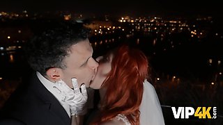 Vip4k. a kinky redheaded bride filmed a homemade porn vid with her spouse right after the wedding