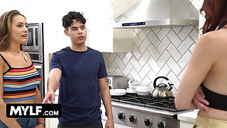 Hubby Doesn't Touch His Sexy Wife No More so She Got to Fuck Her Step-daughter and Her BF Instead