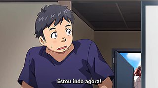 Busty redhead hentai chick is riding a cock until it cums like a fountain