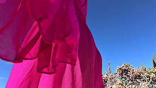 Pink Transparent Robe - Beach Tits Tease & Ass Worship
