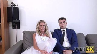 Hot blonde MILF with debts gets rough fucked by lucky guy in Debt4k video