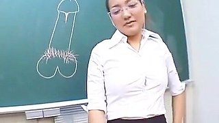 Classic JAV CFNM teacher handjob blowjob demonstration