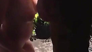 Cowgirl Strips and Sucks Cock Outside