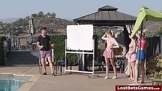 Teen Girls Strip in Wild Pool Game Show After Losing Bet