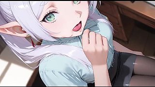 Frieren asks her boss for a raise and gets fucked hard in the office - hentai cosplay