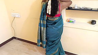 Housewife works at home with stepsister and her husband