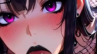 Ai Anime: a Busty Goth Asian Babe Gives a Blowjob and Fuck Me.