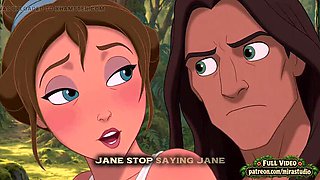 Jane and Tarzan First Contact: He Explores Her Naked Body in Jungle Sex