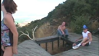 Sierra Sinns Big Butt Double Penetrated in Outdoor Threesome Cum Swallow