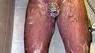 I'm Taking a Shower with a Chastity Belt on My Penis!