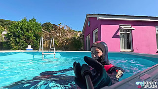 Neoprene Pool Swim Snorkel Breath-holds in Tight Mares Wetsuit