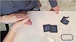 Sperm Bank Nurse Milking A Cum Donation Into A Condom With Latex Gloves Professional Handjob Cumshot