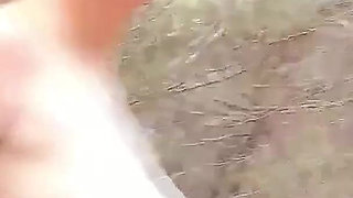 Blonde hot teen Milya wild outdoor fuck with cumshot