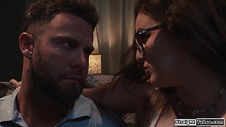 Petite brunette is mandhandled by her bf