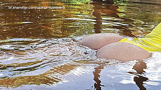 Danger in the woods, bathing in the river with my butt up