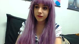 Close up with teen pussy pleased with dildo and vibrator