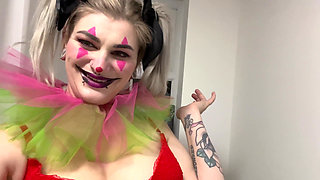 Trashy Clown Girl Public Toilet Pissing Flashing and Smoking