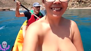 Wild beach kayaker gets naughty with a follower while having some fun in the sun