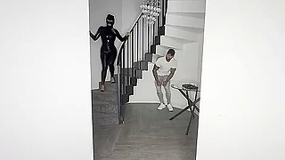 Rubber latex Cat Burglar gets super tight wrap gag and hogtied punishment