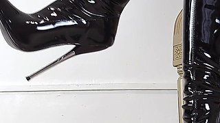 Shoeplay in Extreme High Heel Thigh High Boots and Pantyhose (shoe Collection) - Dame Olga