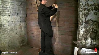 Taped eyes and mouth blonde gets bound