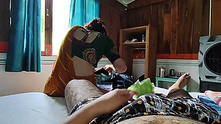 Big Ass Cute Desi Indian Bhabhi Changing Dress Infront of Her Stepbrother's Ass and Rough Sex