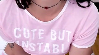 Cute teen Daisy Love POV blowjob cum swallow