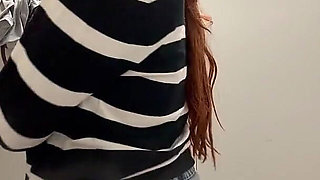 She Just Had to Touch Her Pussy!! Naughty Public Bathroom Masturbation