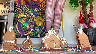 Giantess Christmas Village Slo-mo Crush Destroying My Gingerbread Houses in Slow Motion