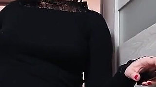 I put my stockings and garter belt on, I went to the bathroom and finally I thought that I could make some fetish show