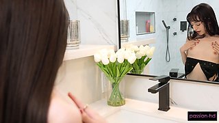 Tiny Whore Drains Cock In The Shower