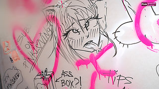 Gloryhole in Public Toilet: She Sucks, Footjobs and Rides the Cock From the Wall Until Cum in Mouth