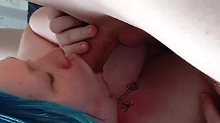 Sexy Blue-haired Has Fun with a Sunny Boy
