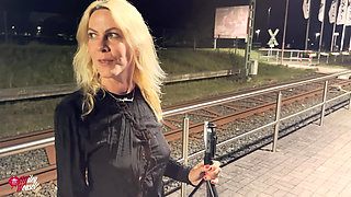 Horny Slut Fucked in the Middle of the Train Station!!