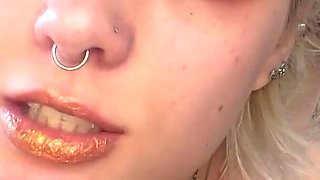 Stepsister Fucks Her Lipstick off Blowjob Spit Fetish Long Tongue
