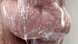 Big tit SSBBW masturbates to orgasm in soapy shower scene