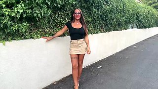 French Glasses Girl Mila and her HUGE TITS come back in front of the camera