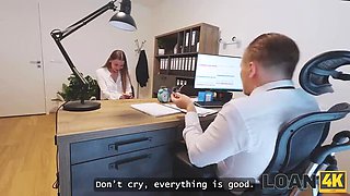 Skinny Young Wife in Short Skirt Sucks Dick and Fucks Hard for Loan - Arina Shy, Stanley Johnson