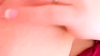 Hot MILF with Red Lipstick Masturbates with a Dildo. Hairy Pussy Close up
