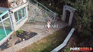 Stacked Upper-Class Strumpet Inna Innaki Gags on Pool Guy's Cock