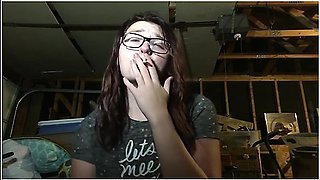 Hot Teen Babe Smokin In Garage