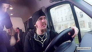 Kathi Rocks In Hot German Blondie Gets Pussy And Ass Cum Covered In The Bus