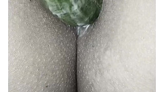 Cucumber put in the ass of a female friend